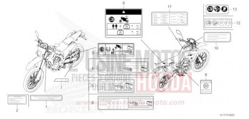 ETIQUETTE DE PRECAUTIONS (CRF250L/LA,CRF300L/LA) CRF300LAP de 2023